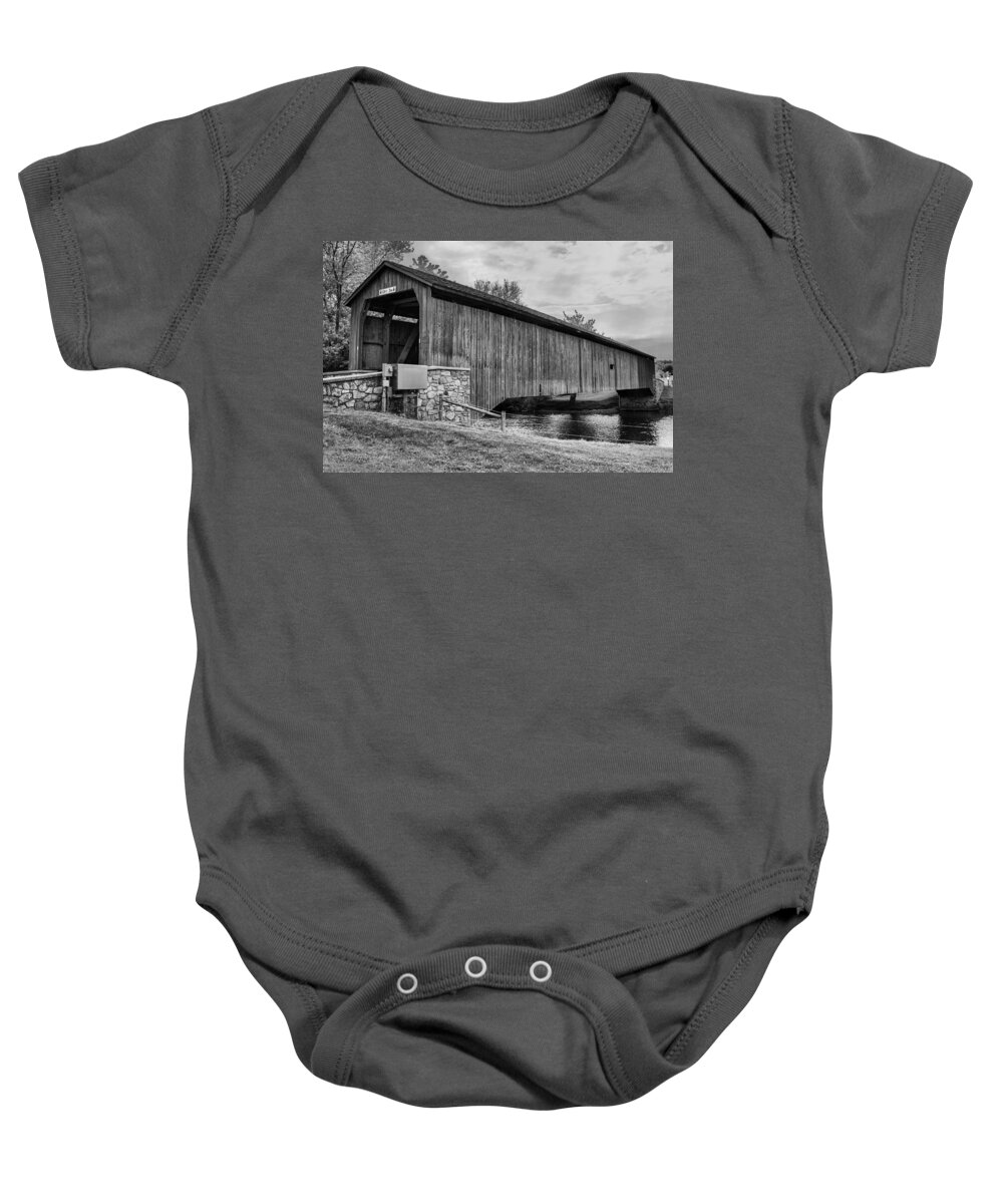 Bridges Baby Onesie featuring the photograph Hunsecker's Mill Bridge by Guy Whiteley