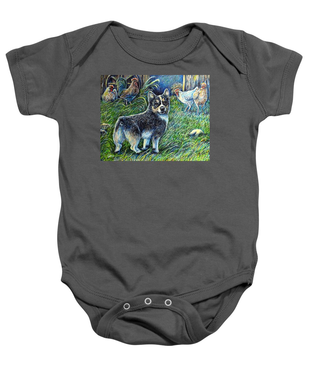 Animal Baby Onesie featuring the painting I Heard You But.... by Gail Butler