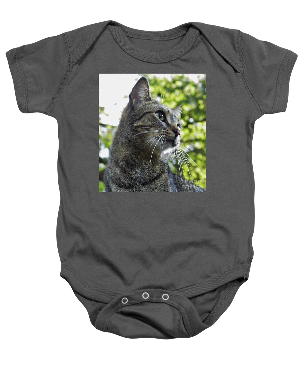 Cat Baby Onesie featuring the photograph I Know I'm Handsome by D Hackett