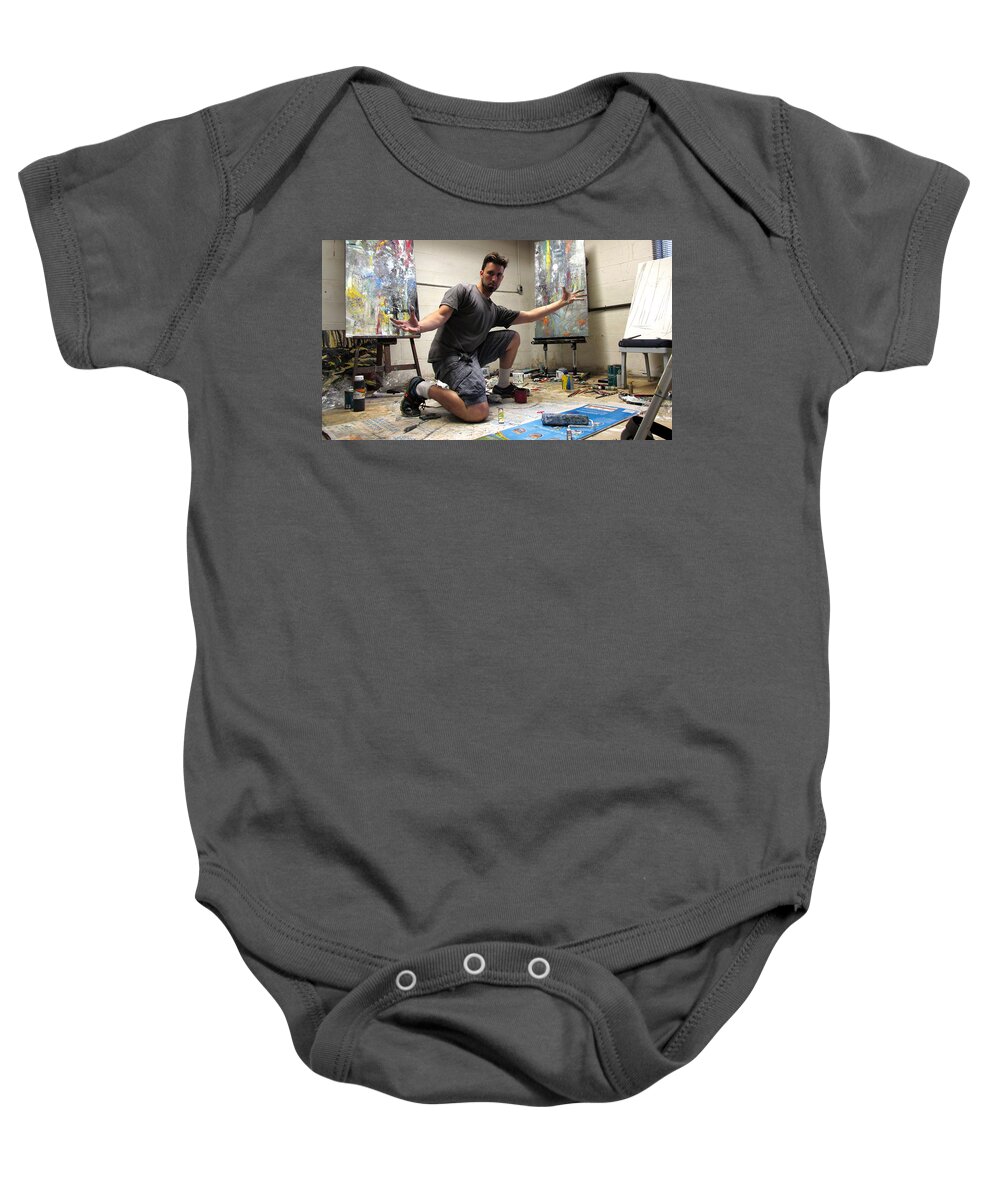 John Gholson Baby Onesie featuring the painting In The Studio by John Gholson
