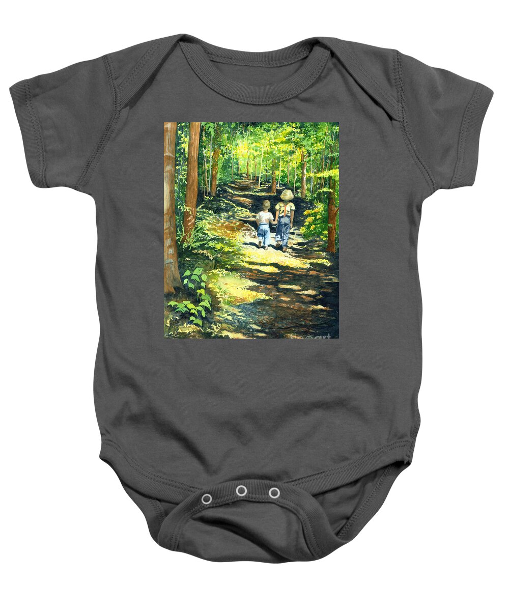 Watercolor Trees Baby Onesie featuring the painting Innocence and Promise by Barbara Jewell