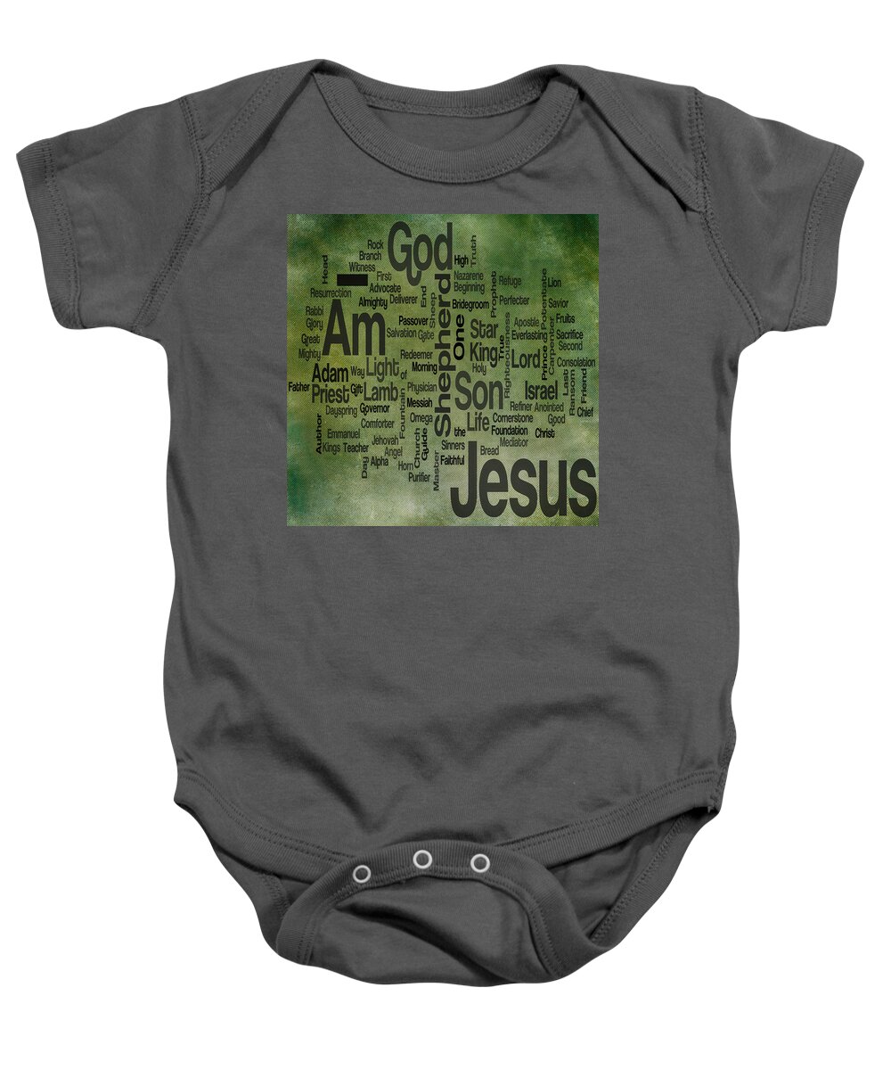 Advocate Baby Onesie featuring the mixed media Jesus Name 1 by Angelina Tamez