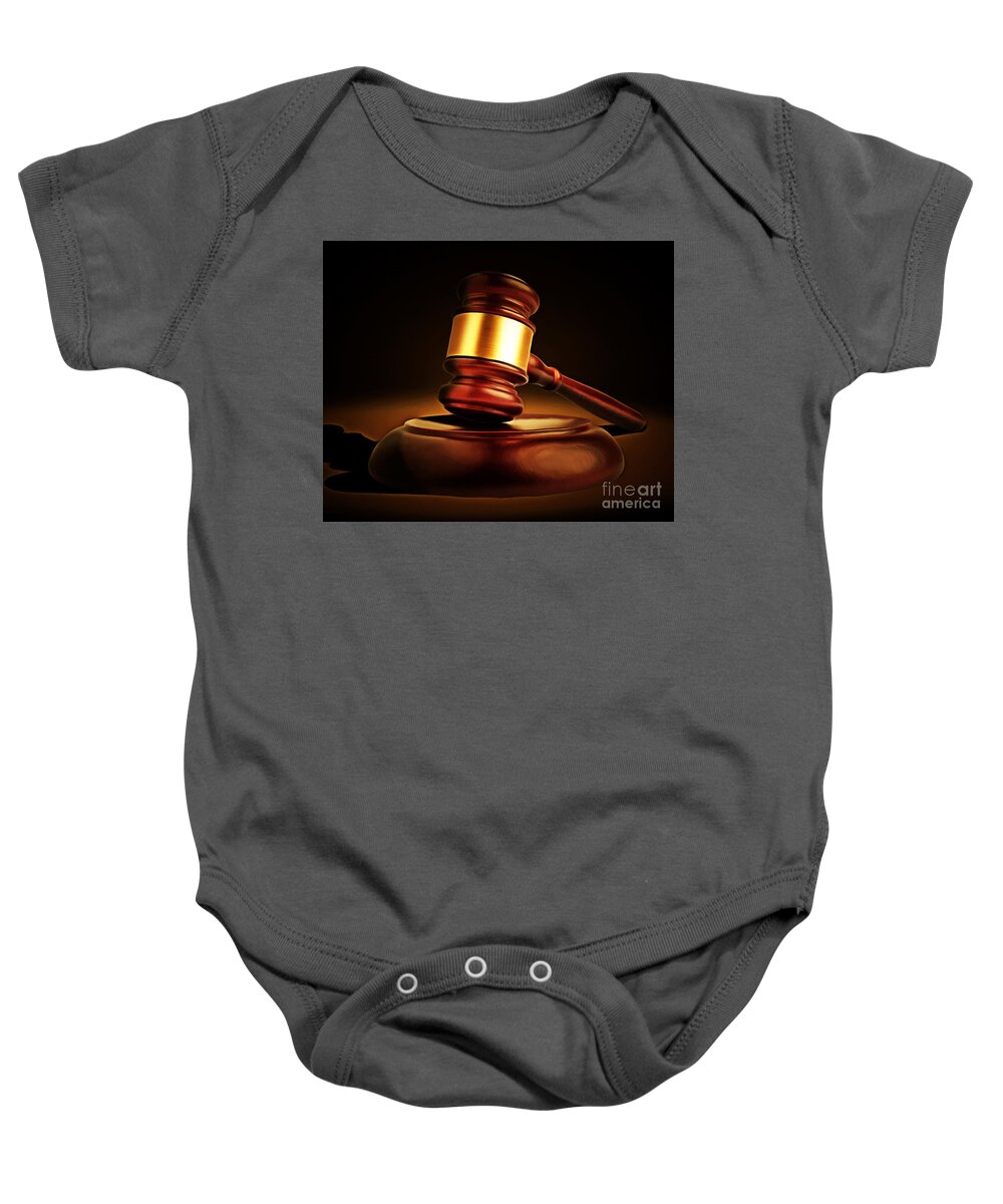 Gavel Baby Onesie featuring the photograph Judges Gavel 20150225 by Wingsdomain Art and Photography