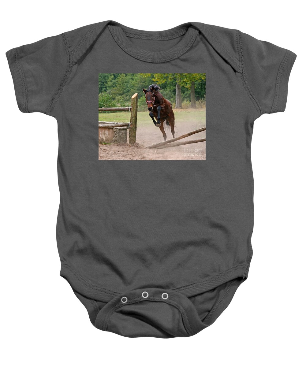 Horse Baby Onesie featuring the photograph Jump Jump by Ang El
