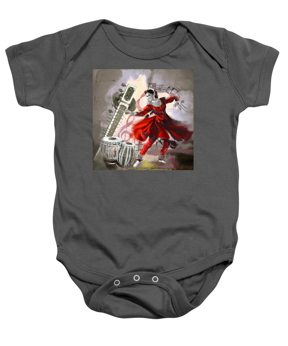 Dancer Baby Onesie featuring the painting Kathak Dancer 1 by Catf