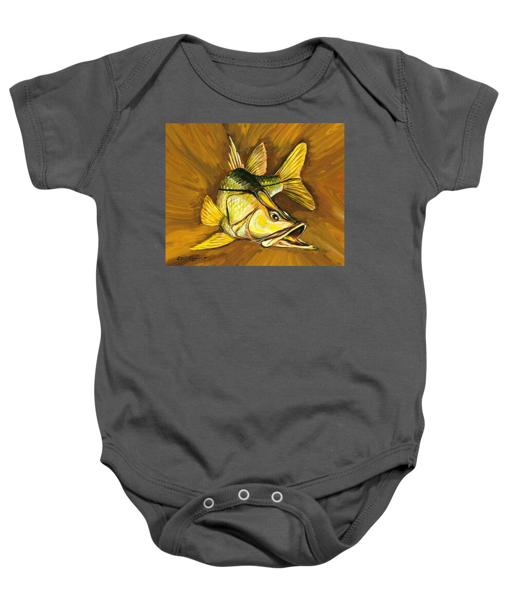 Snook Baby Onesie featuring the painting Kelly B's Snook by Steve Ozment