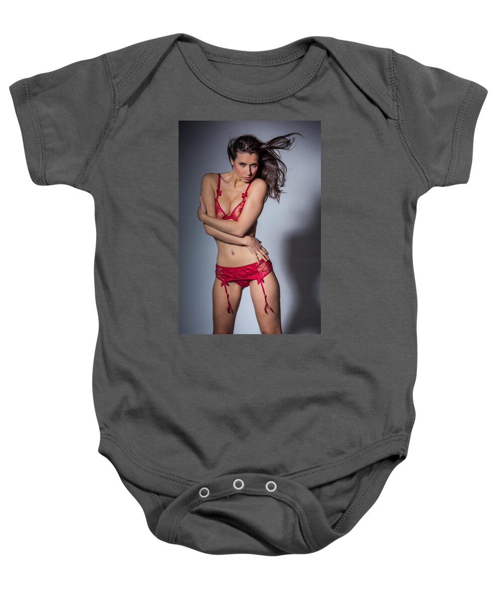 Nude Baby Onesie featuring the photograph Lady In Red by Ralf Kaiser