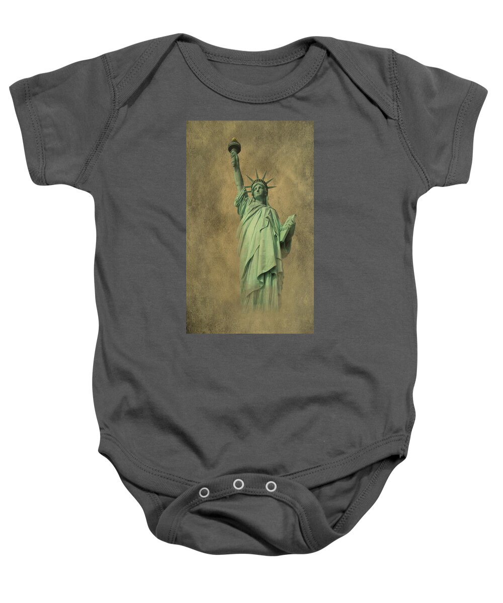 New York Baby Onesie featuring the photograph Lady Liberty New York Harbor by David Dehner