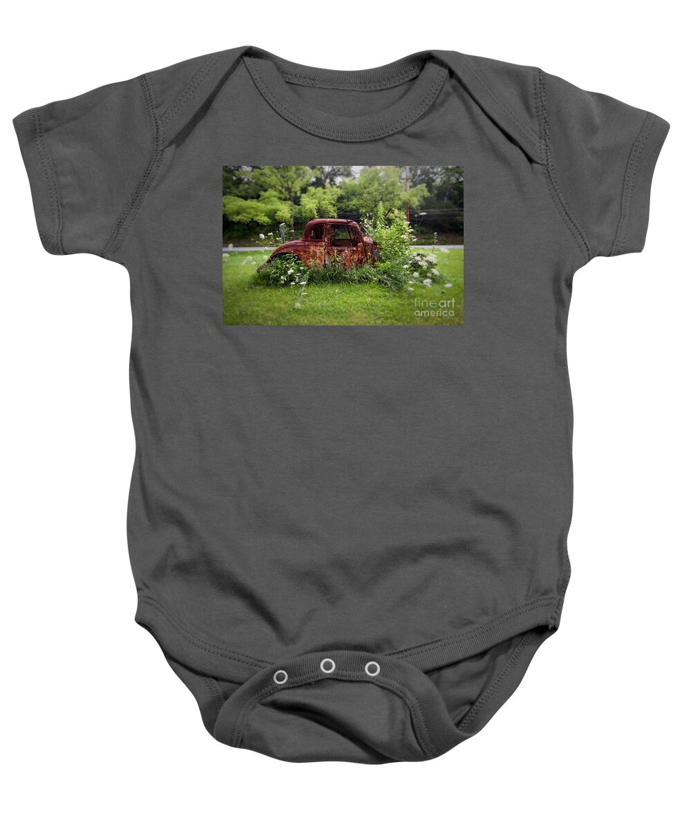 Rust Baby Onesie featuring the photograph Lawn Ornament by Rick Kuperberg Sr