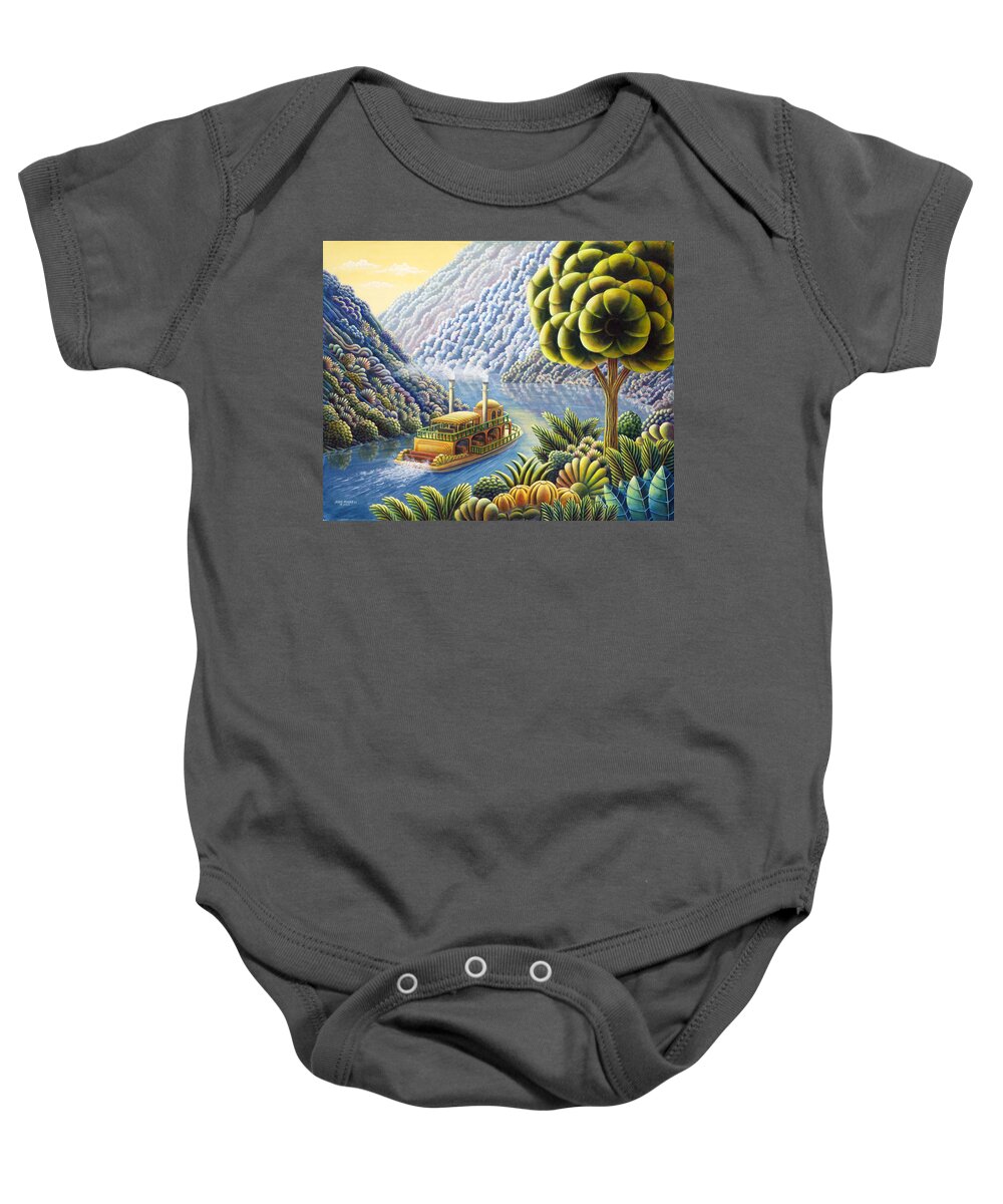 Painting Baby Onesie featuring the painting Lazy River by MGL Meiklejohn Graphics Licensing