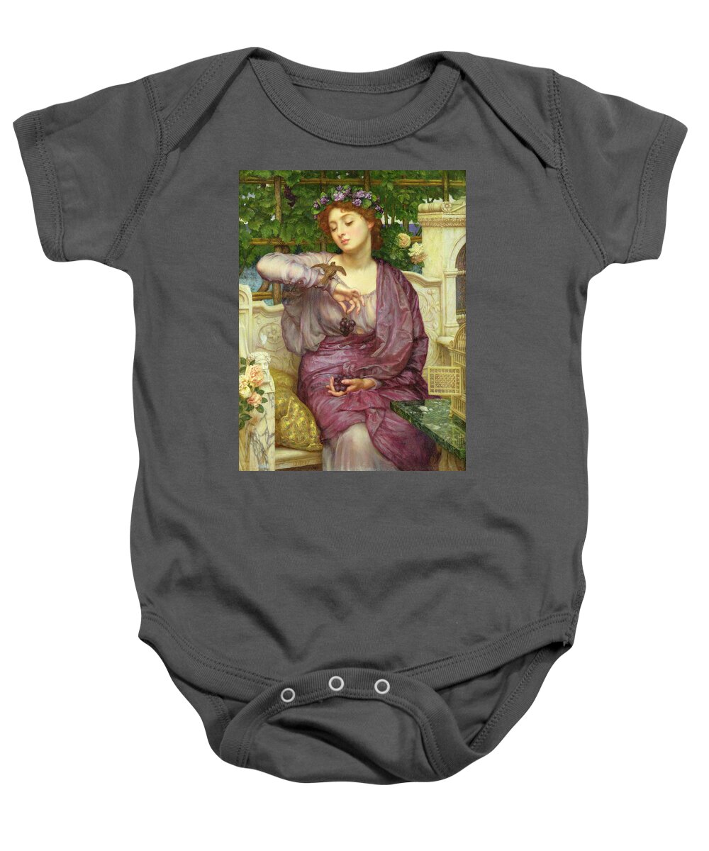 Lover Baby Onesie featuring the painting Lesbia And Her Sparrow by Edward John Poynter