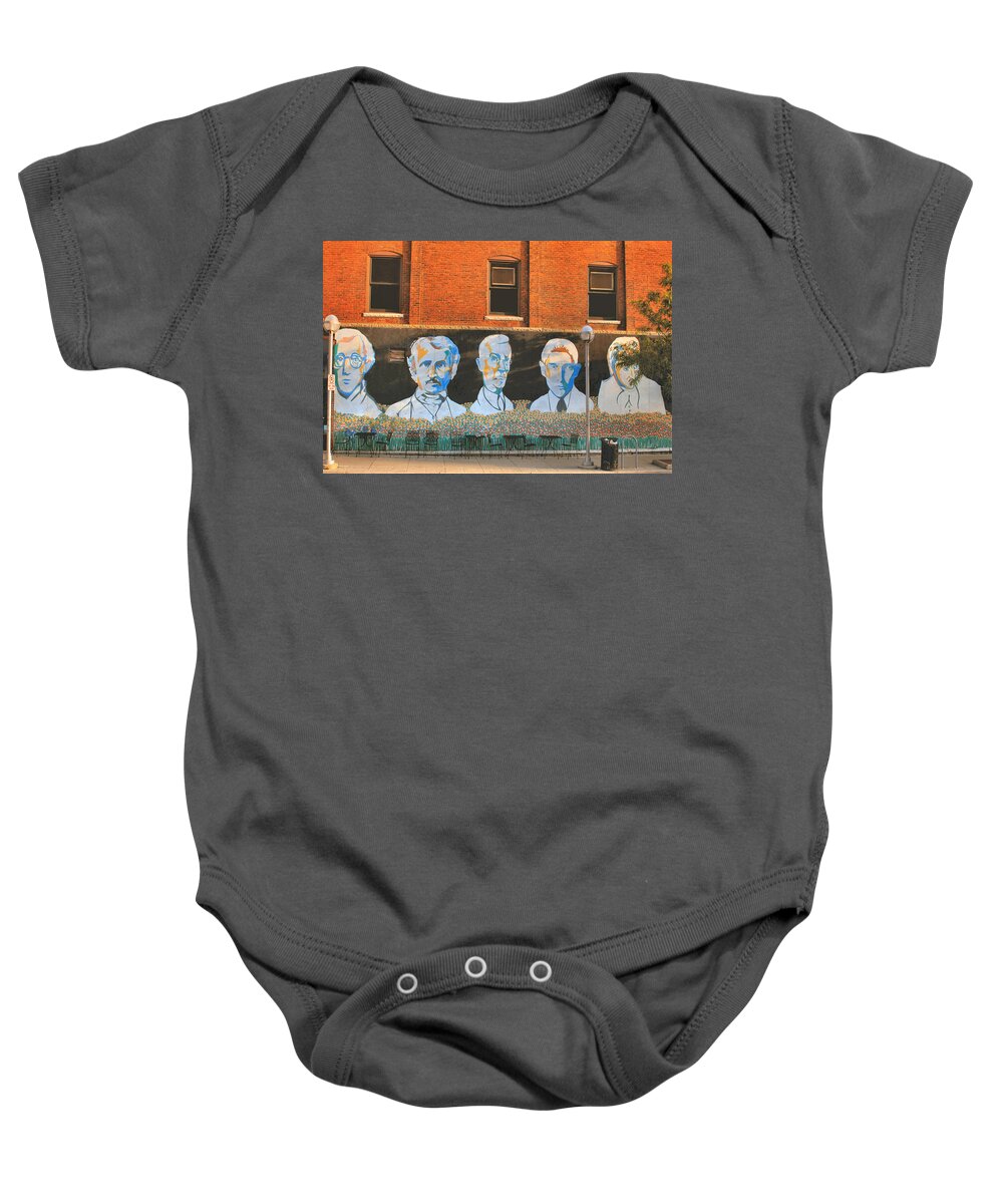 Scenery Baby Onesie featuring the photograph Liberty street mural by Pat Cook