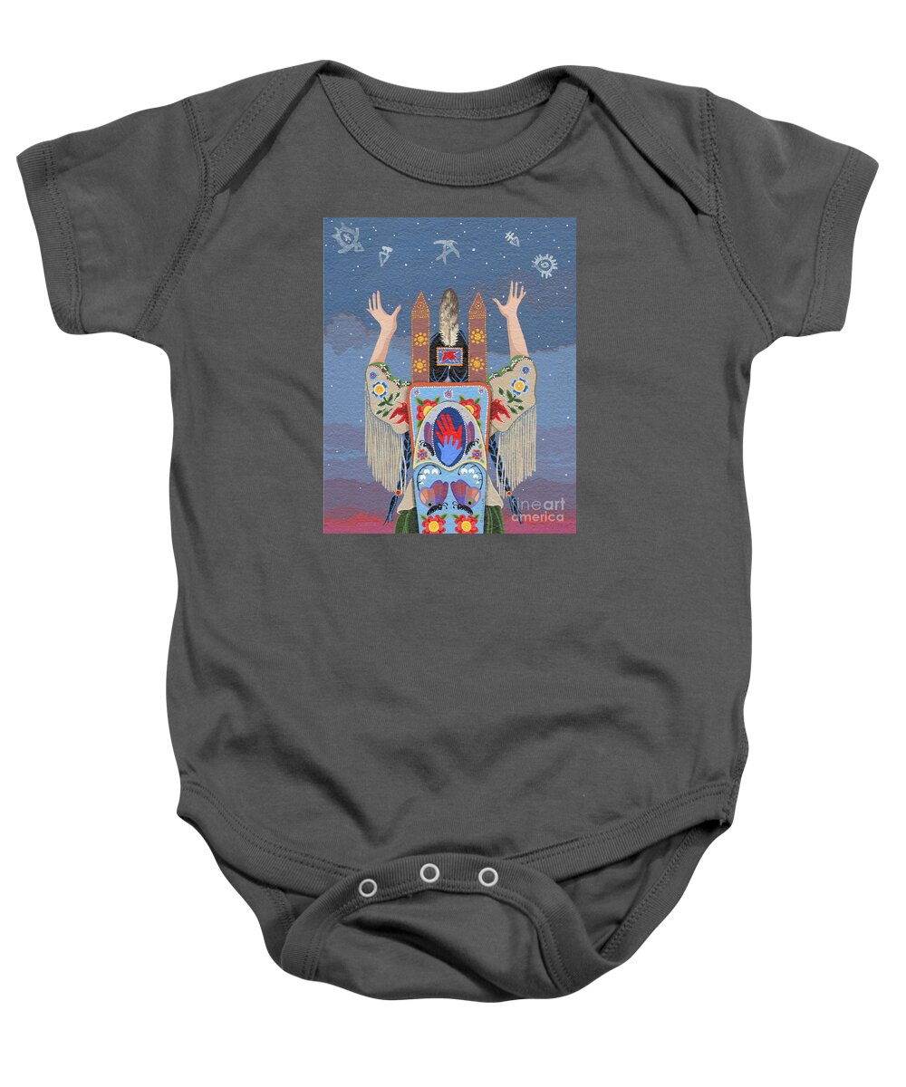 America Baby Onesie featuring the painting Lift Your Hands by Chholing Taha