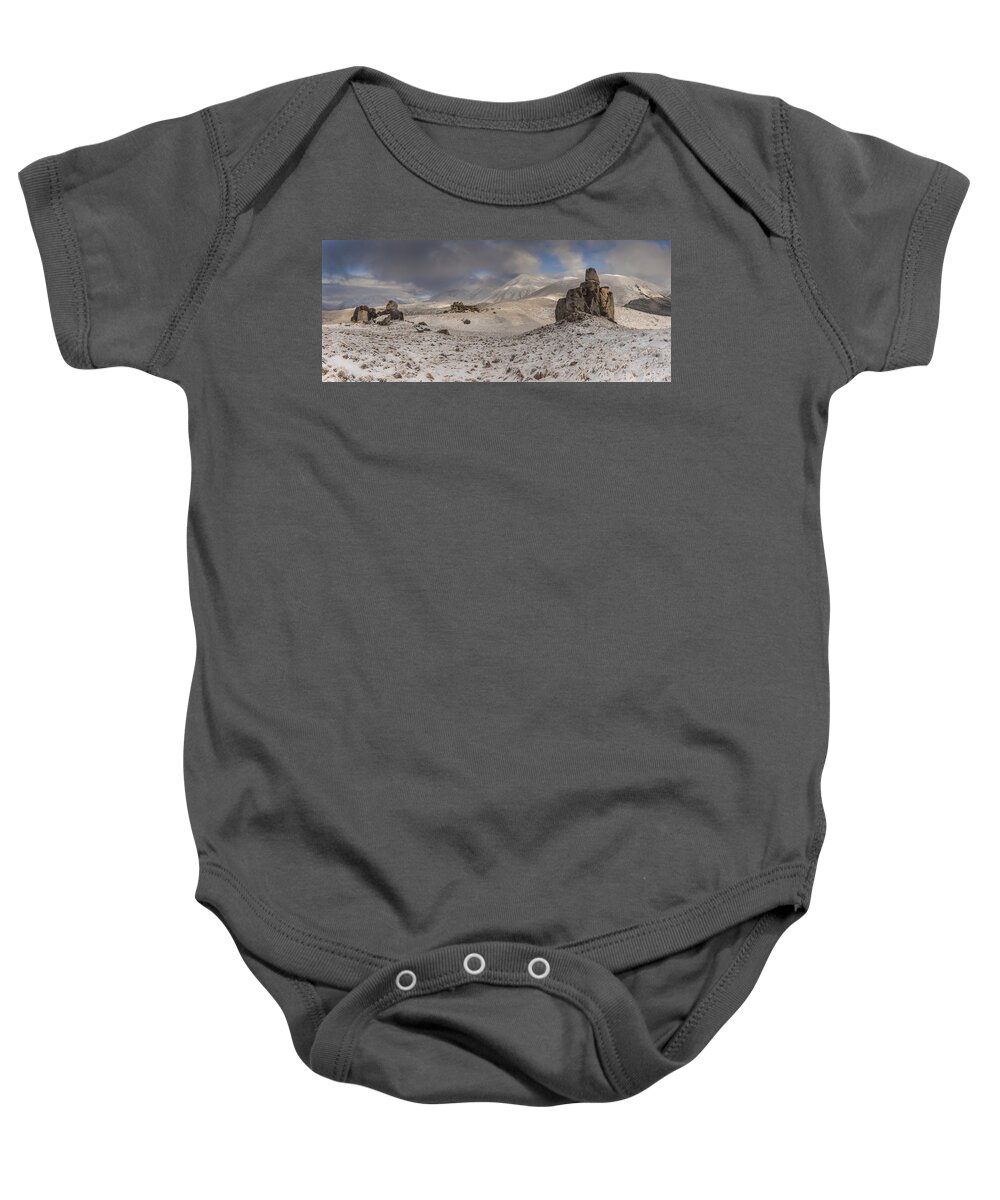 Colin Monteath Baby Onesie featuring the photograph Limestone Boulders And Snow by Colin Monteath