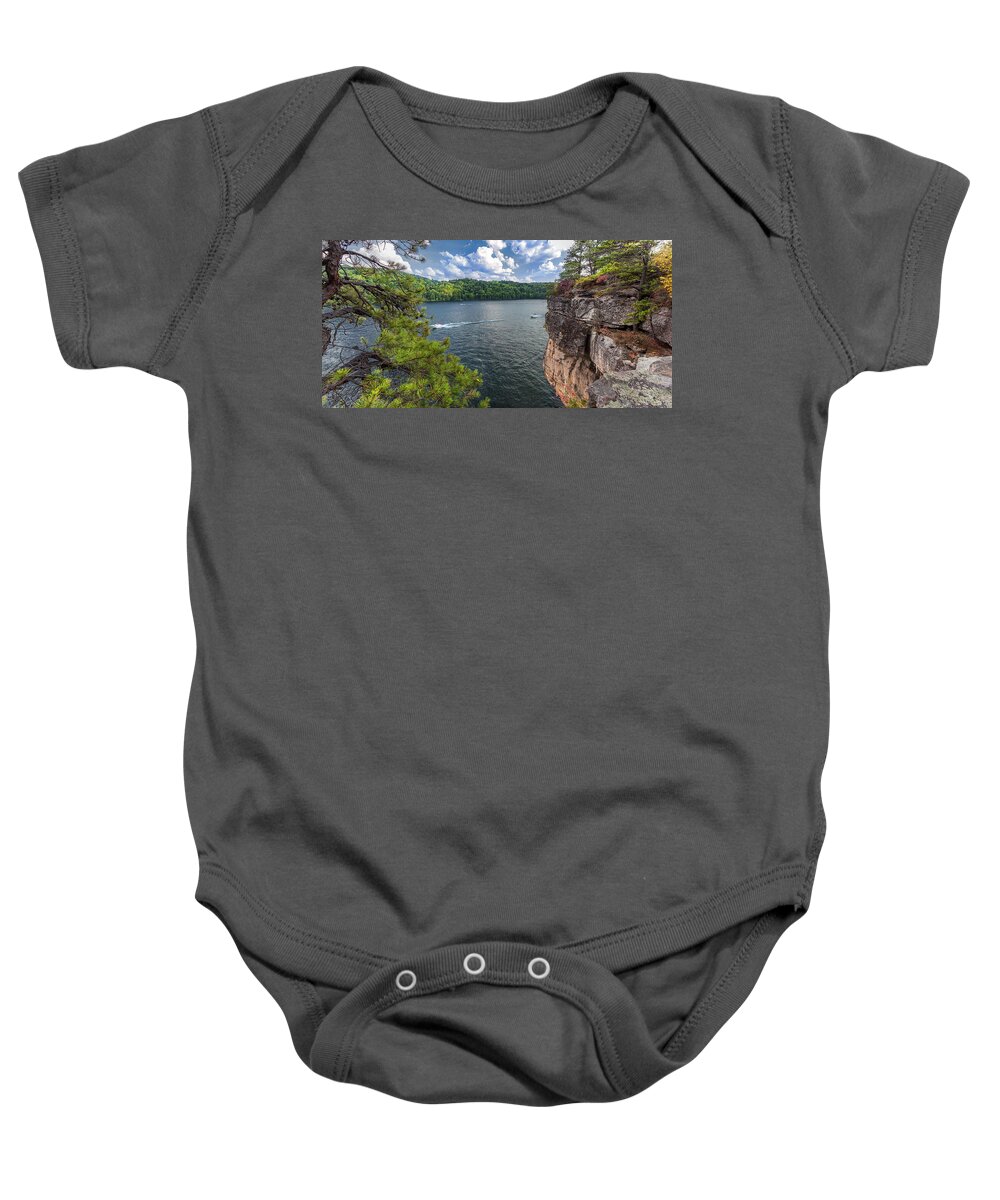 Summersville Lake Baby Onesie featuring the photograph Long Point at Summersville Lake by Mary Almond