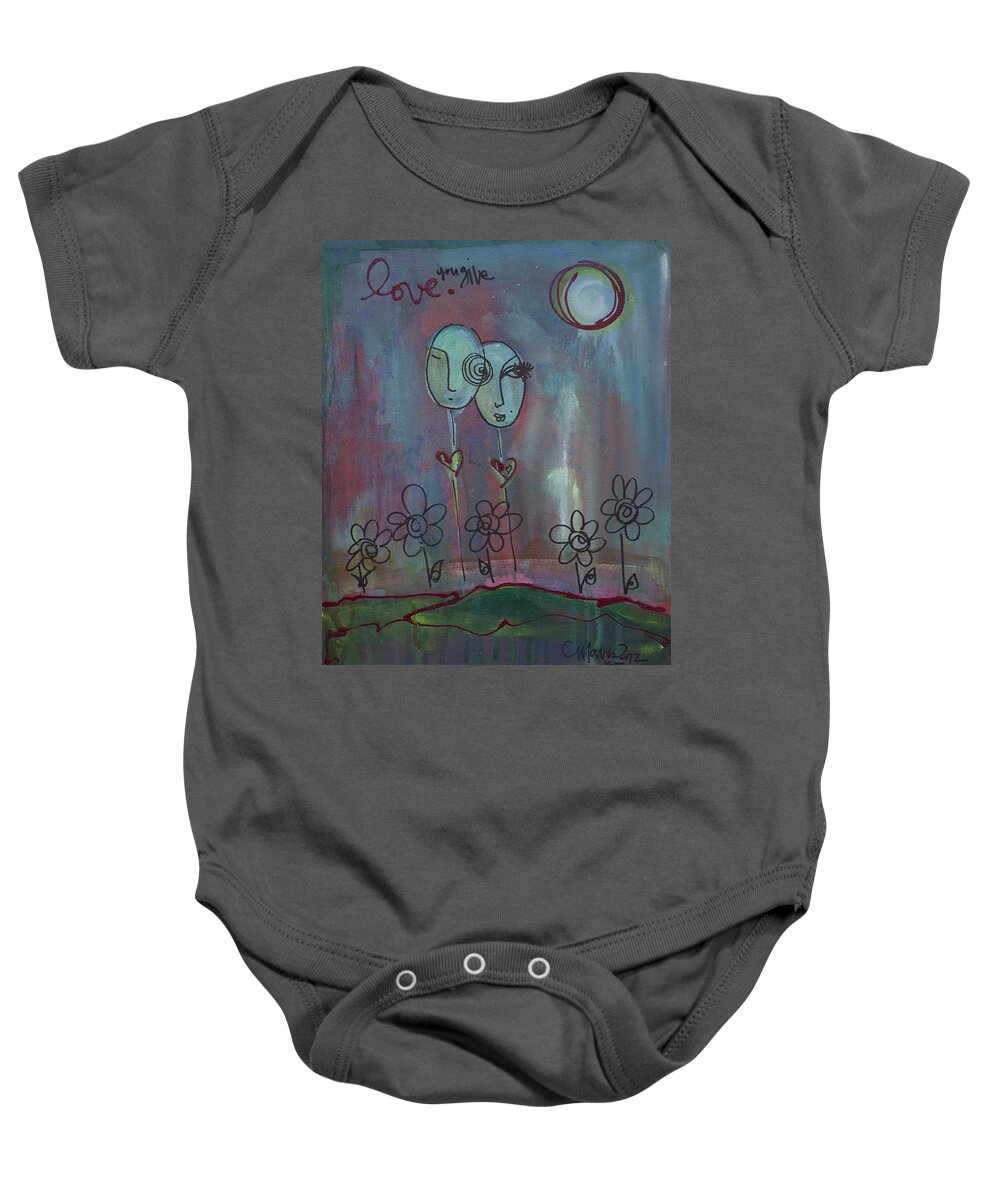 Love Baby Onesie featuring the painting Love You Give Lollipops by Laurie Maves ART