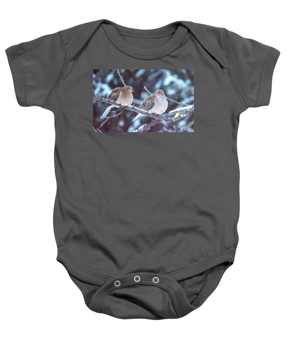 Snow Baby Onesie featuring the photograph Lovey Dovey by Cheryl Baxter