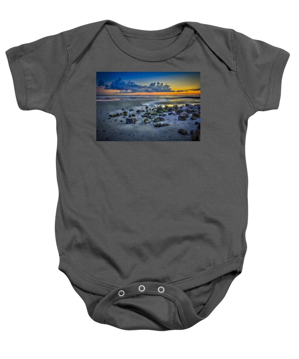 Tampa Bay Baby Onesie featuring the photograph Low Tide On The Bay by Marvin Spates