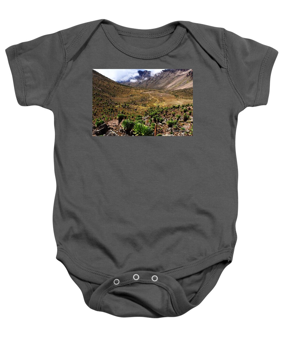 Mount Kenya Baby Onesie featuring the photograph Mackinder's Valley by Aidan Moran