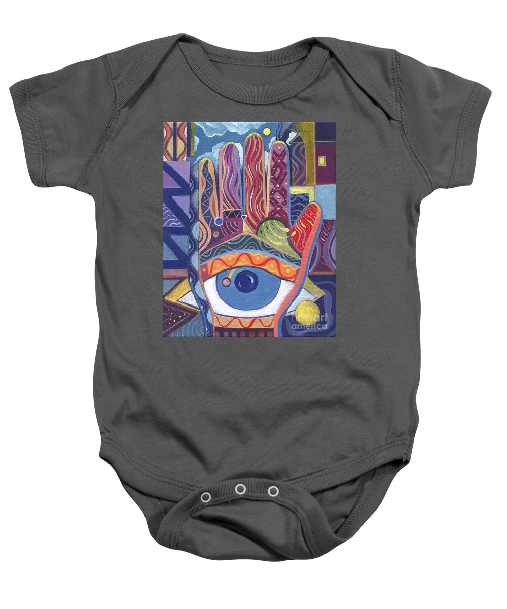 Visions Baby Onesie featuring the painting May You Realize Your Dreams by Helena Tiainen