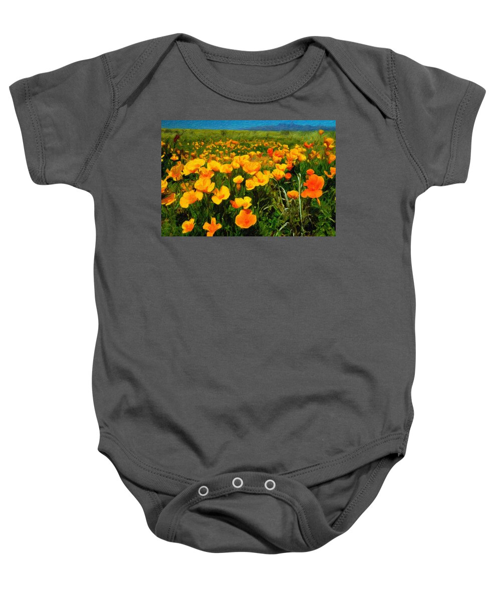Poster Baby Onesie featuring the digital art Mexican Poppies by Chuck Mountain