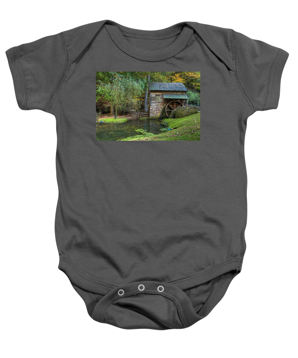 Mill Baby Onesie featuring the photograph Mill Pond in Woods by William Jobes