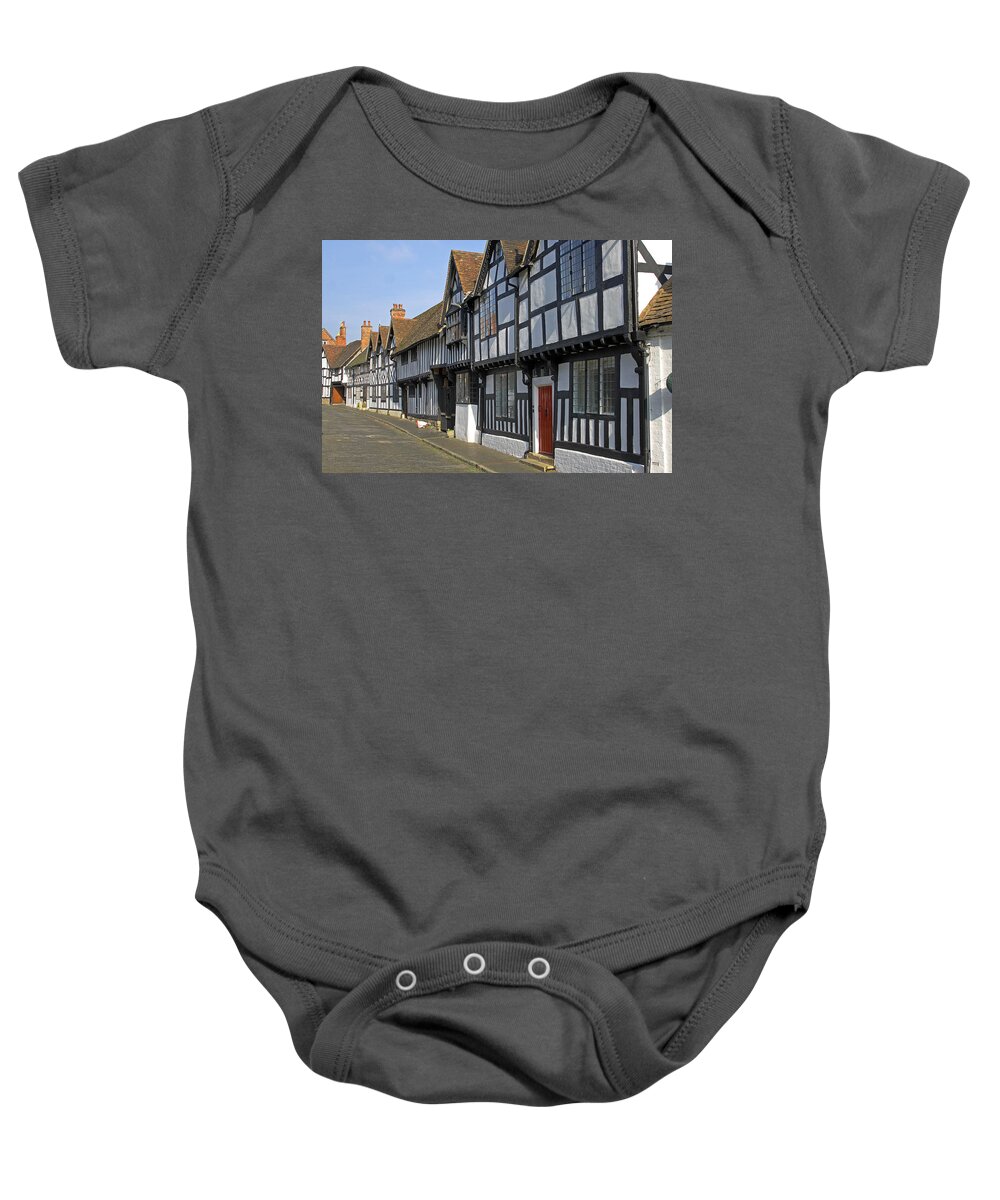 Medieval Architecture Baby Onesie featuring the photograph Mill Street Warwick by Tony Murtagh