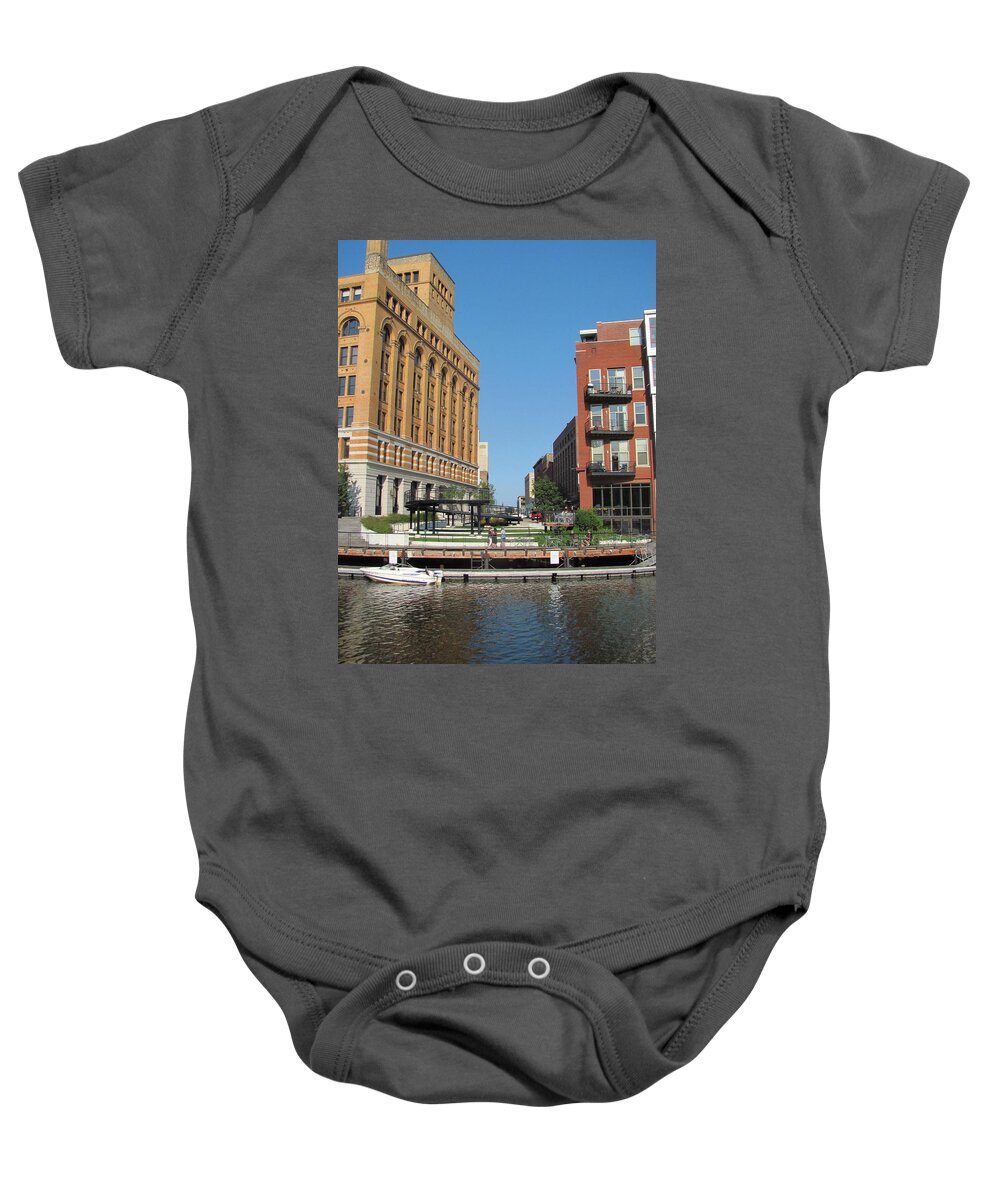 Milwaukee Baby Onesie featuring the photograph Milwaukee River Architecture 5 by Anita Burgermeister