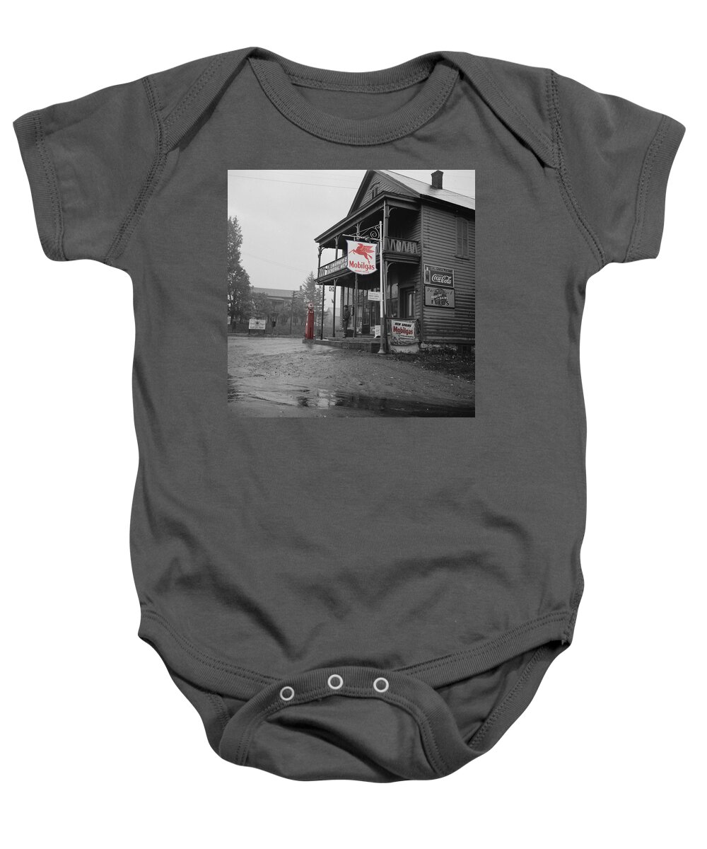 Mobil Baby Onesie featuring the photograph Mobilgas by Andrew Fare