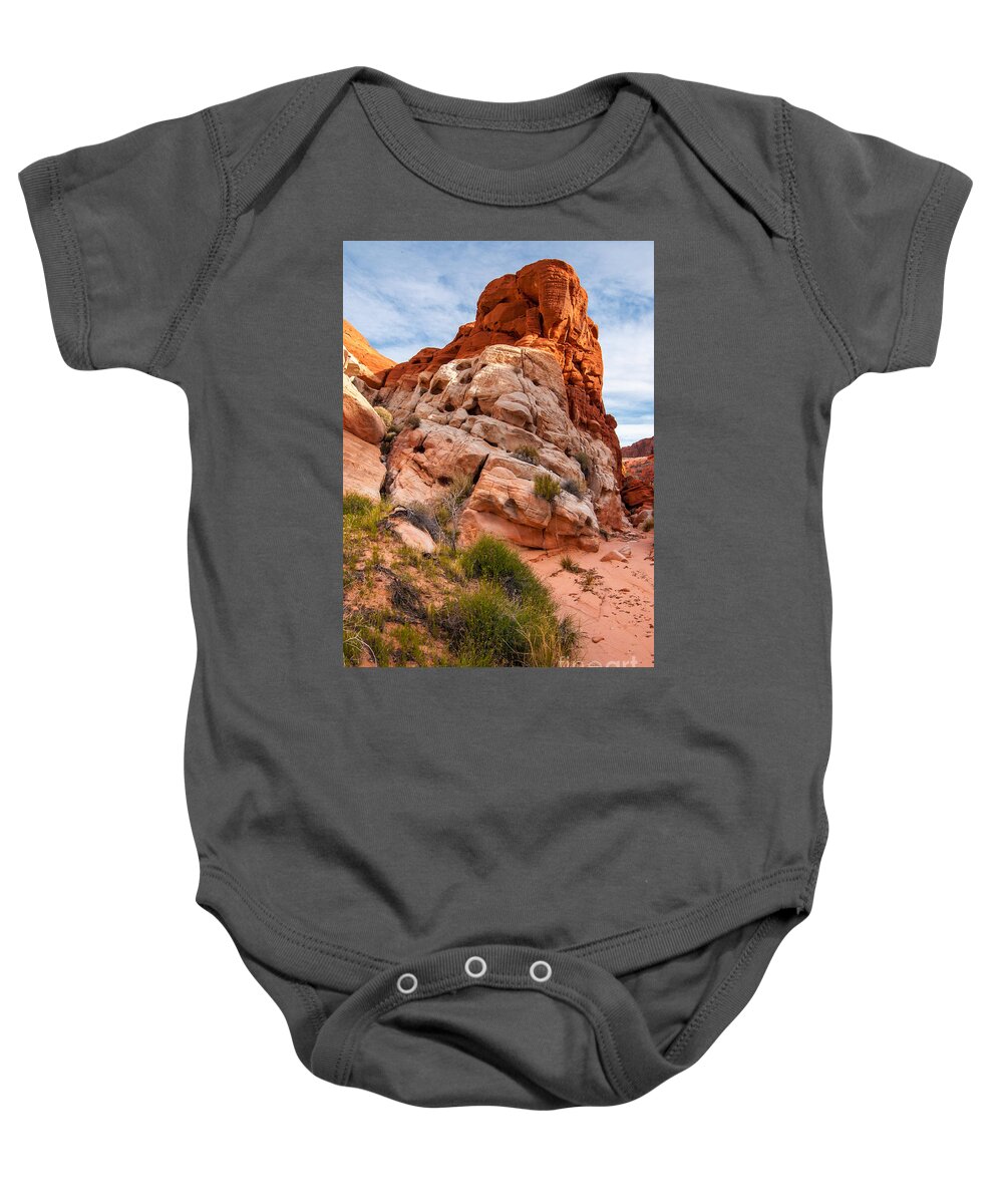 Mojave Baby Onesie featuring the photograph Mojave Desert Sandstone Wash - Valley of Fire - Nevada by Gary Whitton