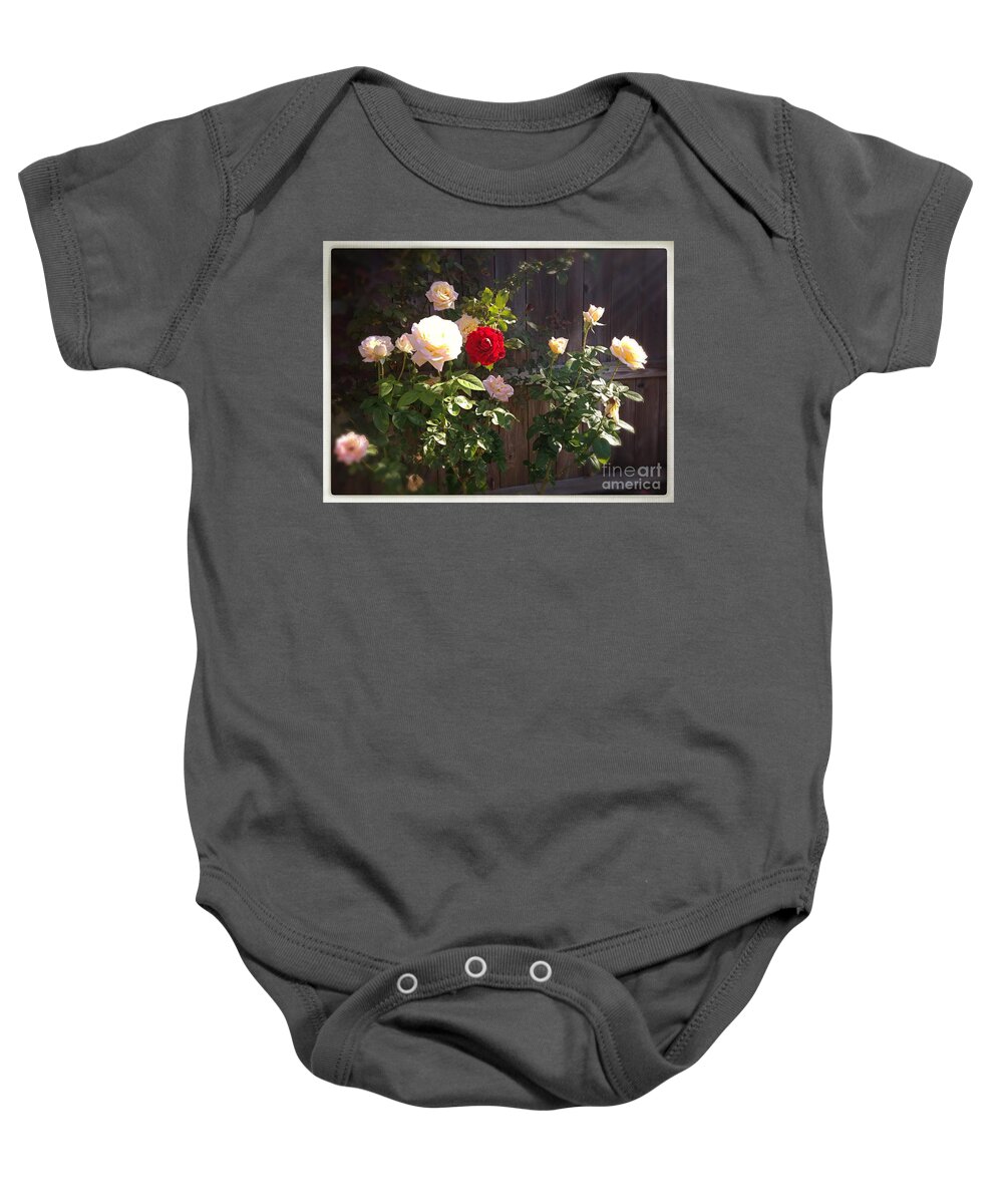 Roses Baby Onesie featuring the photograph Morning Glory by Vonda Lawson-Rosa