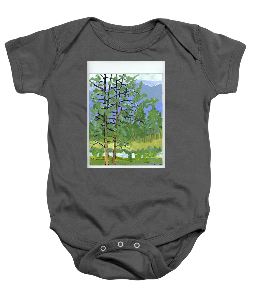 Landscape Baby Onesie featuring the painting Morning in the hills by Rodger Ellingson