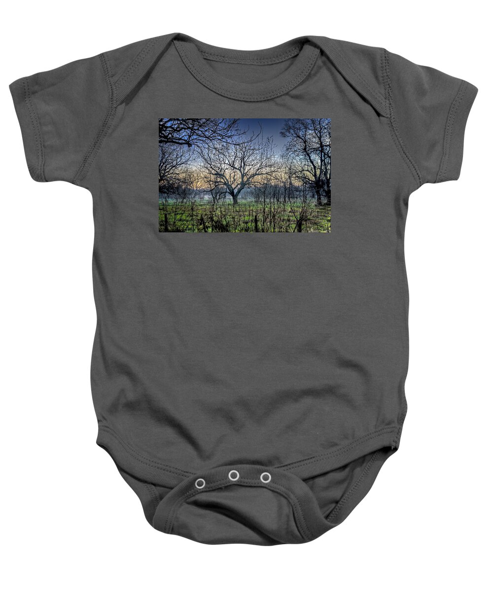 Morning Of The Hunt Baby Onesie featuring the photograph Morning of the Hunt by David Morefield