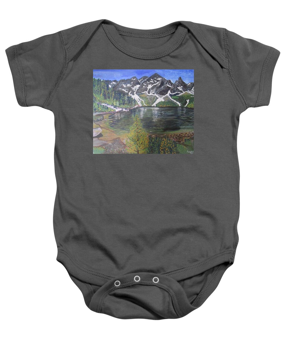 Lake Baby Onesie featuring the painting Morskie Oko Tatra Mountains by Jennylynd James