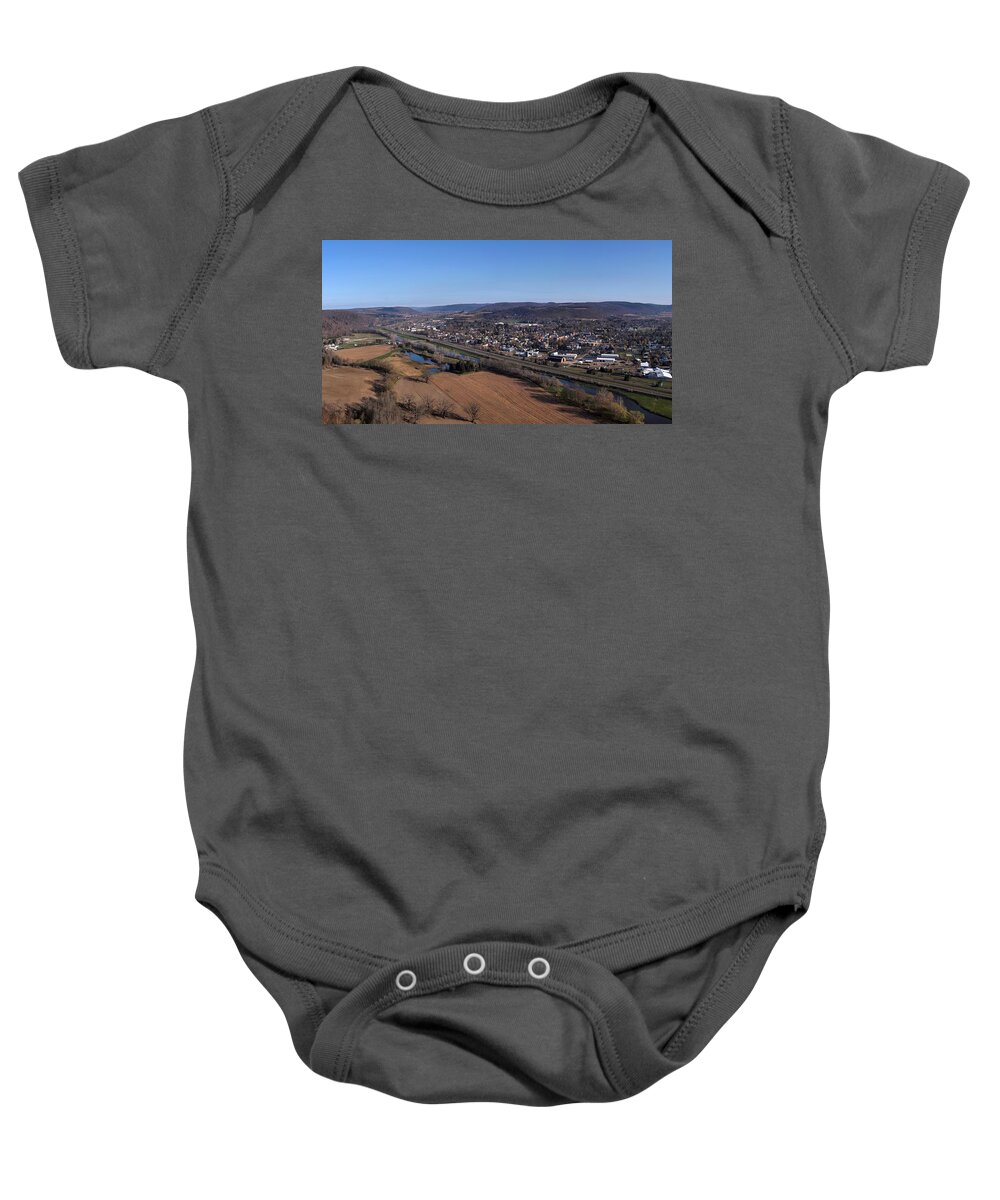Bath New York Baby Onesie featuring the photograph Mossy Bank Panorama by Joshua House