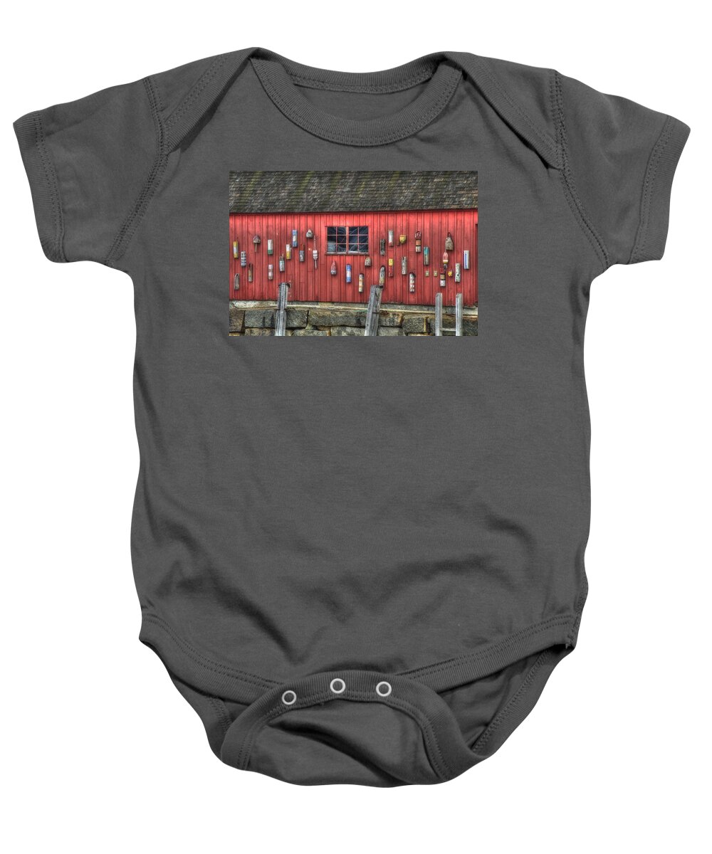 Motif #1 Baby Onesie featuring the photograph Motif no 1 - Red Fish Shack by Joann Vitali