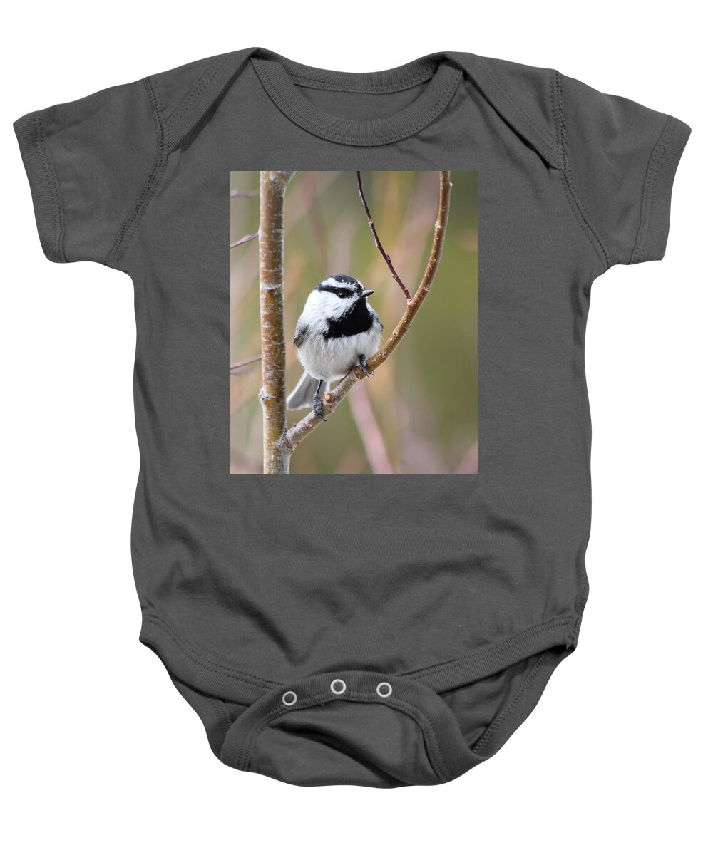 Chickadee Baby Onesie featuring the photograph Mountain Chickadee by Shane Bechler