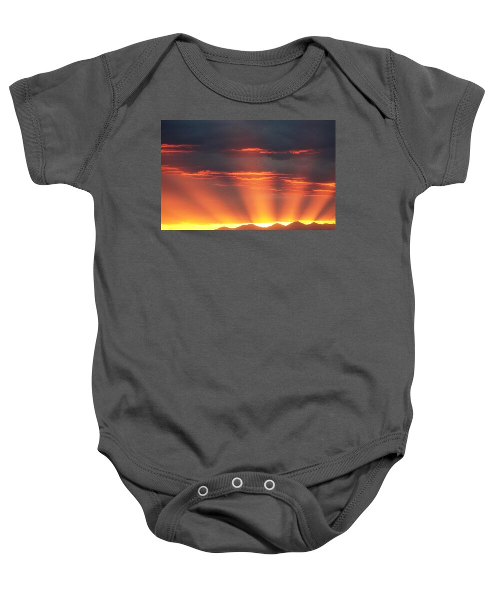 Sunrays Baby Onesie featuring the photograph Mountain Rays by Shane Bechler
