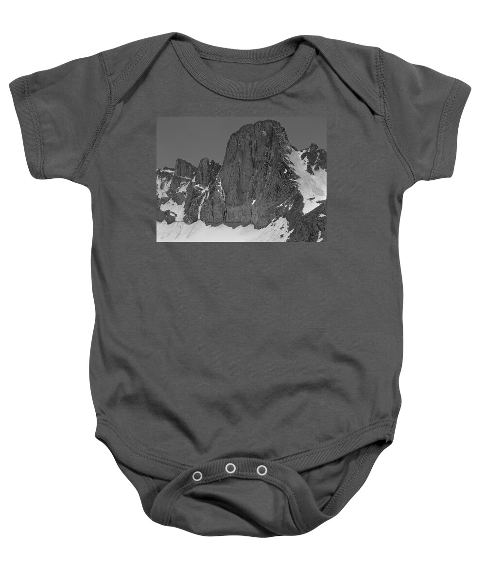 Mt. Sill Baby Onesie featuring the photograph 406427-Mt. Sill, BW by Ed Cooper Photography