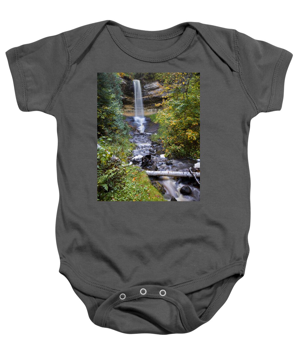 Autumn Baby Onesie featuring the photograph Munising Falls by Jack R Perry