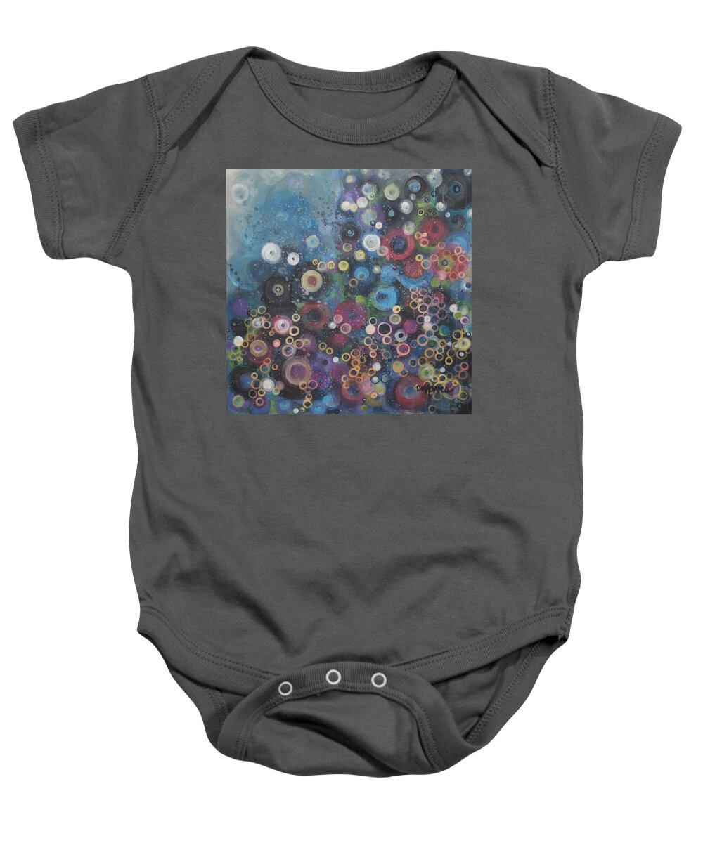 Love Baby Onesie featuring the painting My Most Favorite Circles by Laurie Maves ART