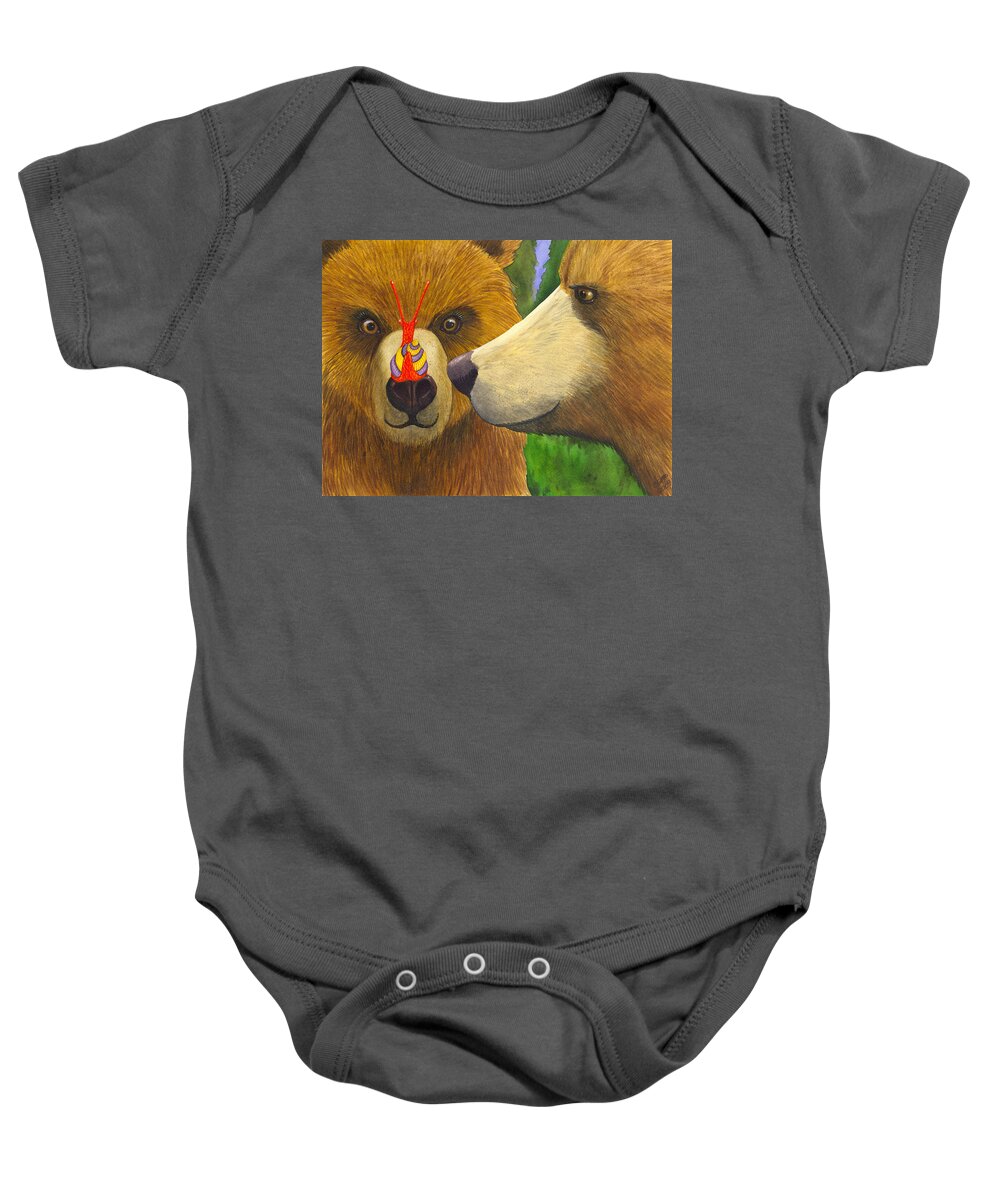 Snail Baby Onesie featuring the painting My what big eyes you have by Catherine G McElroy