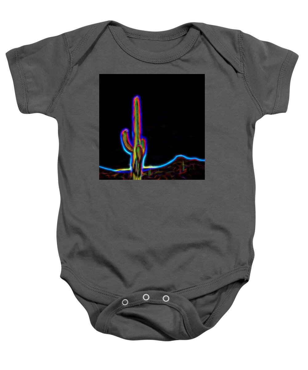 Arizona Baby Onesie featuring the photograph Neon Cactus in Bloom by Marianne Campolongo