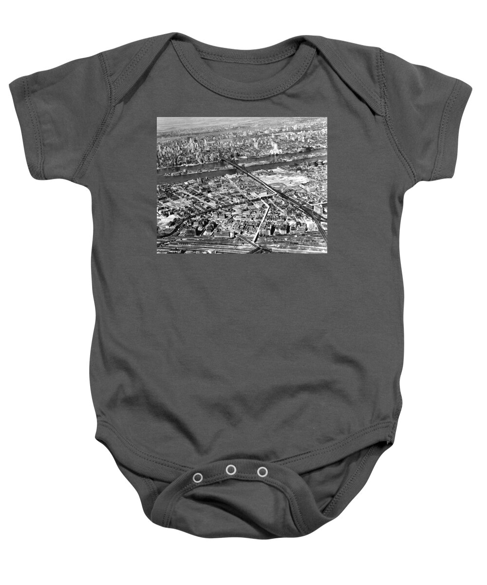 1937 Baby Onesie featuring the photograph New York 1937 Aerial View by Underwood Archives