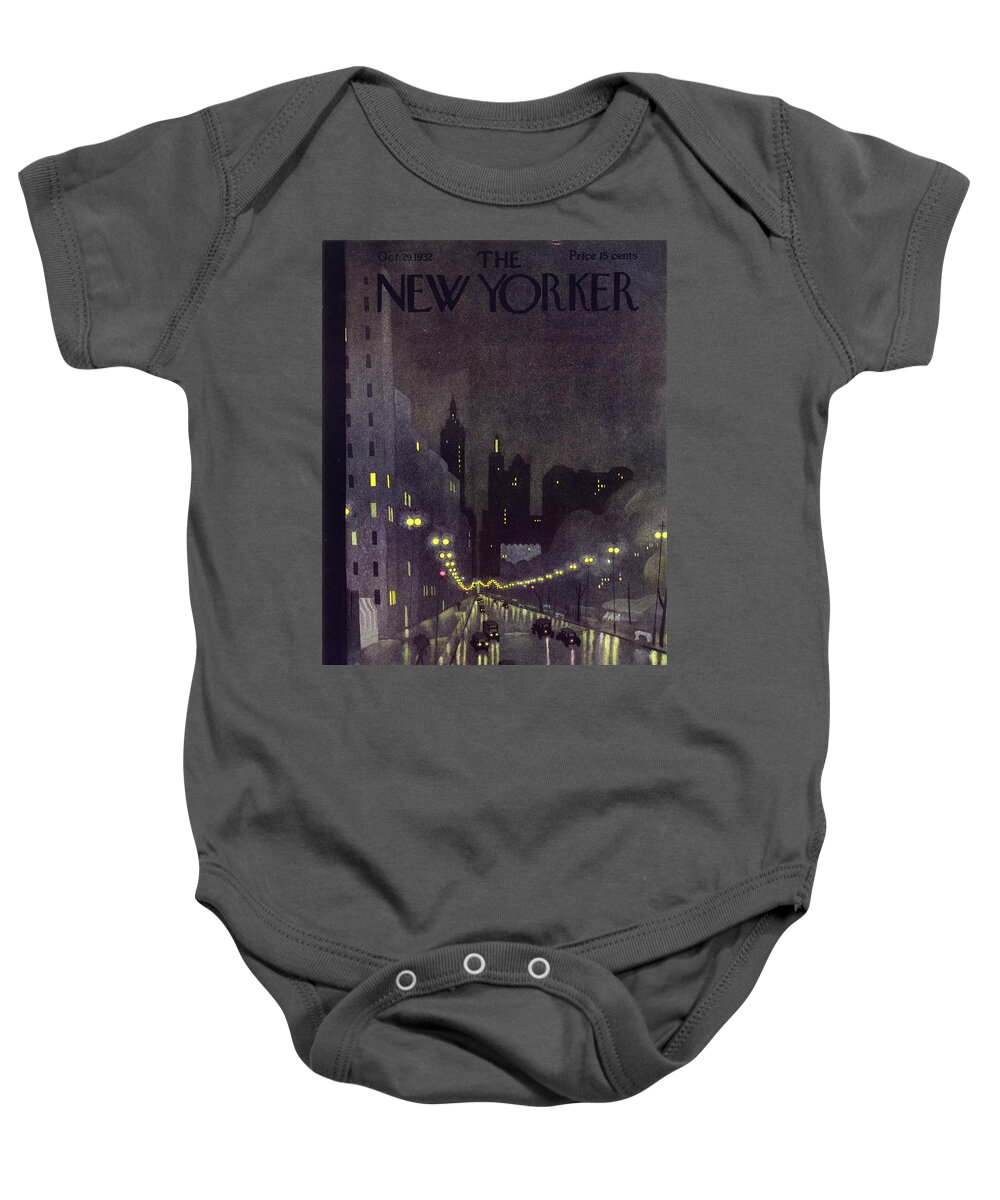 Illustration Baby Onesie featuring the painting New Yorker October 29 1932 by Arthur K Kronengold
