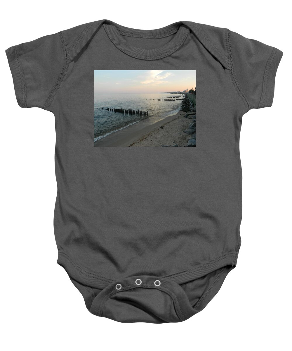 Sunset Baby Onesie featuring the photograph North Beach Sunset by Emmy Vickers