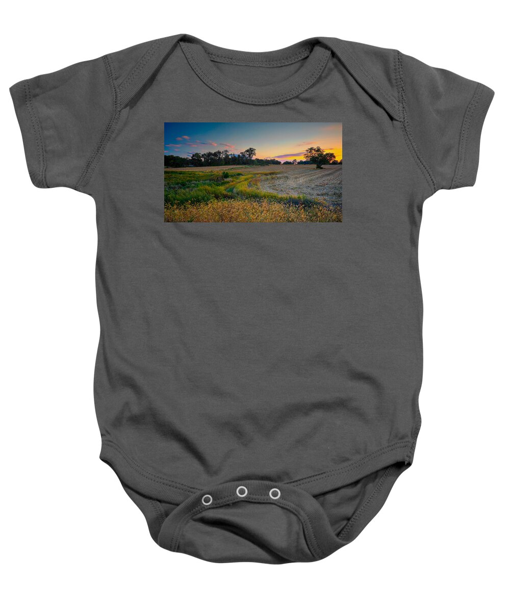 Sunset Baby Onesie featuring the photograph October Evening on the Farm by William Jobes