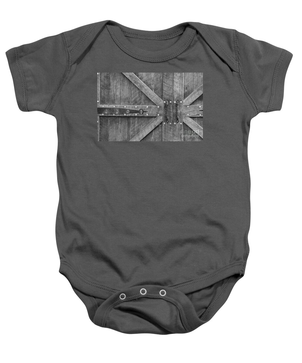 Antique Baby Onesie featuring the photograph Old Barn Door pt 3 by Cindy Manero