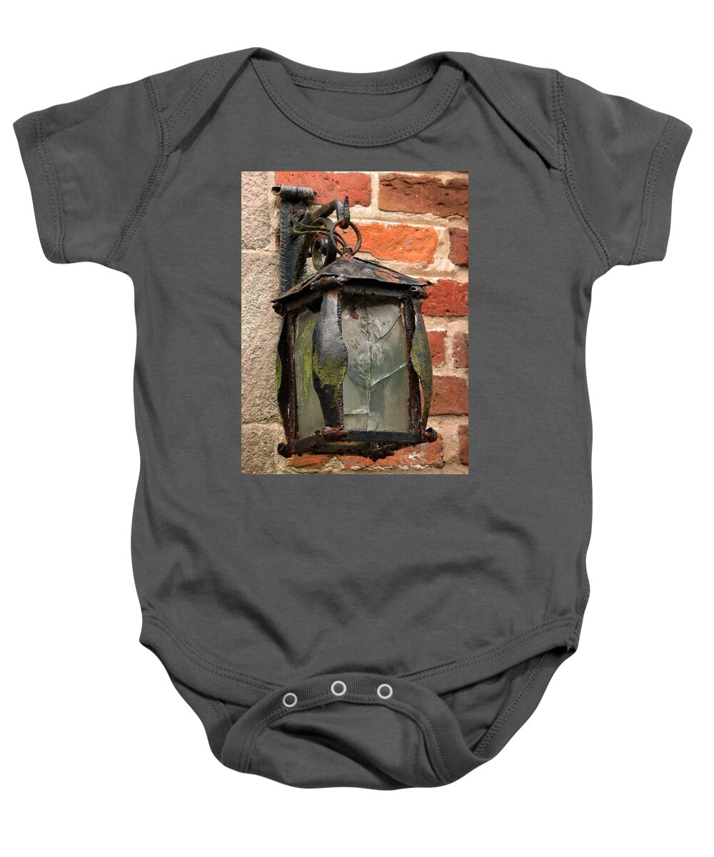 Lamp Baby Onesie featuring the photograph Old Carriage Lamp by Sue Leonard
