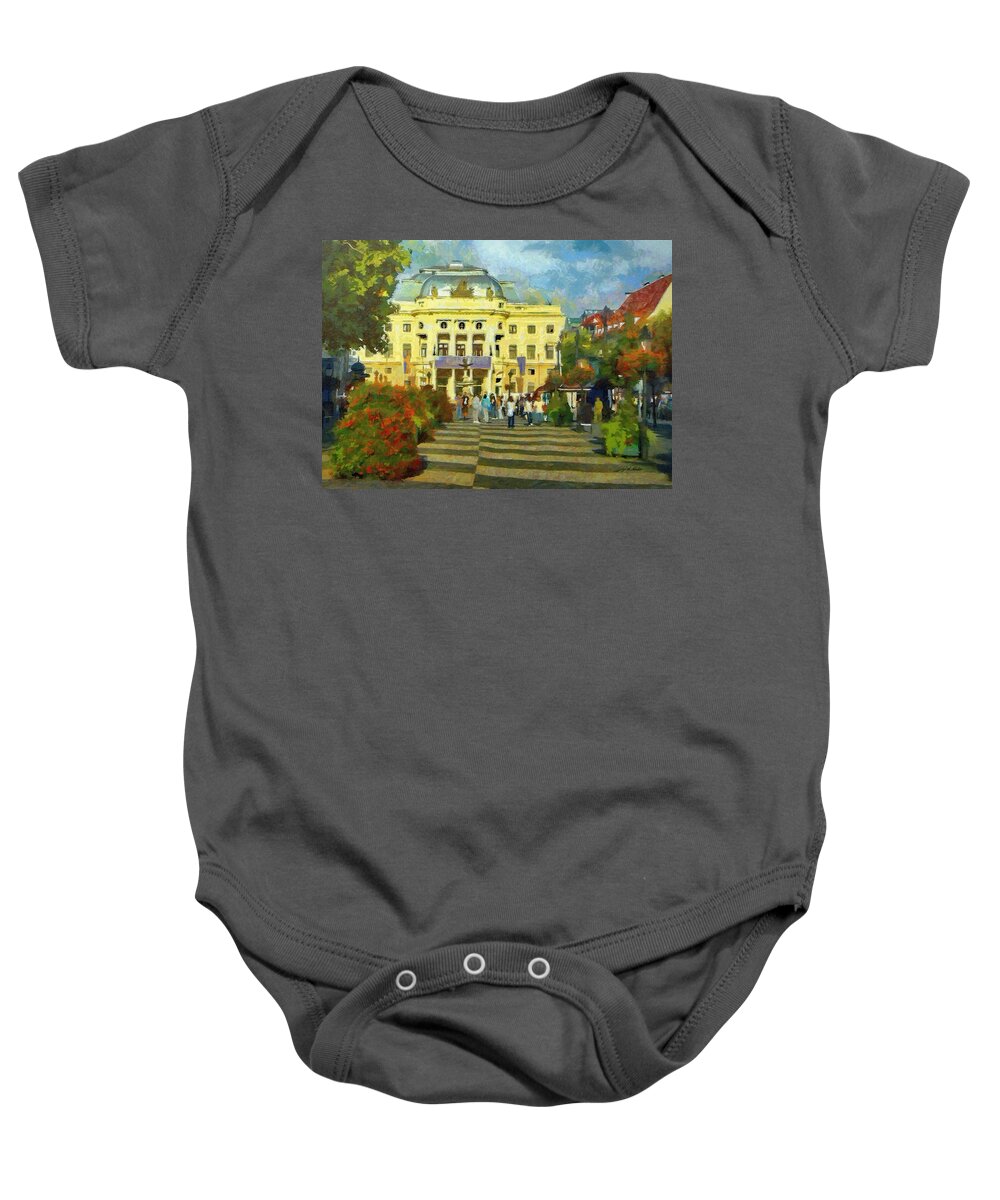 Europe Baby Onesie featuring the painting Old Town Square by Jeffrey Kolker